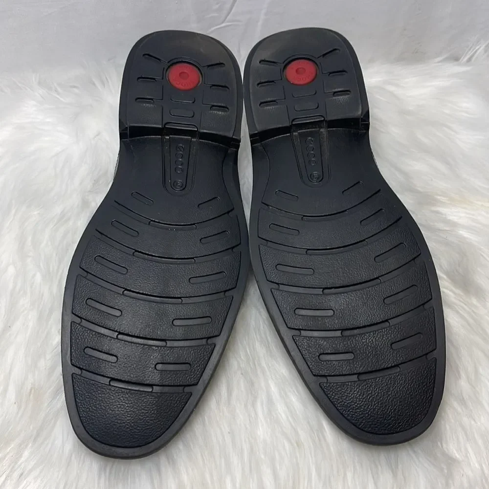 Ecco Smooth Black Leather City‎ Slip-On Loafers Sz 12